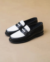 Berwick French Loafers Box Calf – Black/White